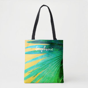 tropical custom personalised tote palm leaf design bag
