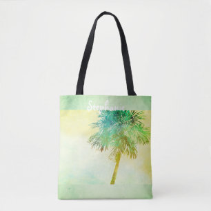 tropical custom personalised tote palm trees bag