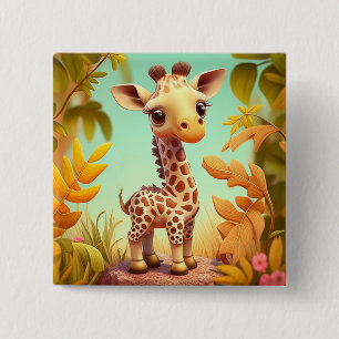 Tropical Cute Baby Giraffe Cartoon-37560 15 Cm Square Badge