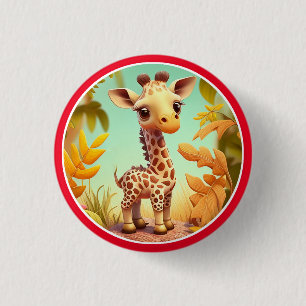 Tropical Cute Baby Giraffe Cartoon-37560 3 Cm Round Badge