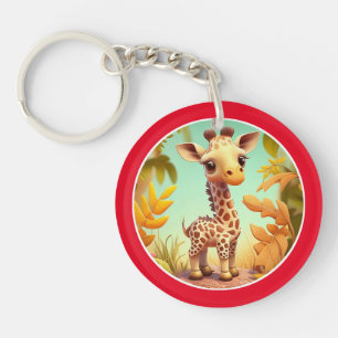 Tropical Cute Baby Giraffe Cartoon-37560 Key Ring