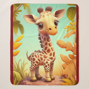 Tropical Cute Baby Giraffe Cartoon-37560 Sherpa Blanket