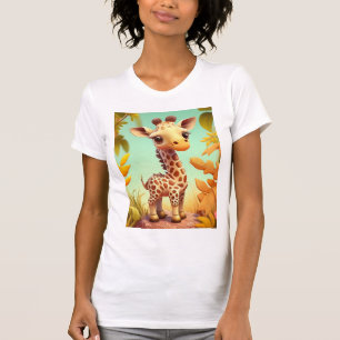Tropical Cute Baby Giraffe Cartoon-37560 T-Shirt