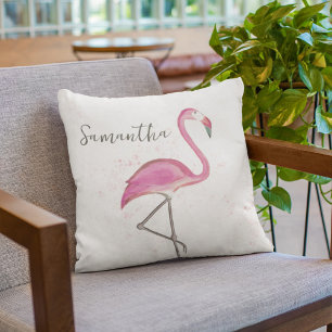 Tropical Cute Custom Pink Flamingo Cushion