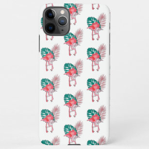 Tropical Cute funny flamingo watercolor pattern iP iPhone 11Pro Max Case