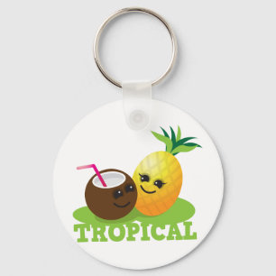 TROPICAL cute Kawaii Coconut and pineapple Key Ring