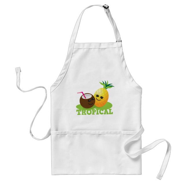 TROPICAL cute Kawaii Coconut and pineapple Standard Apron (Front)
