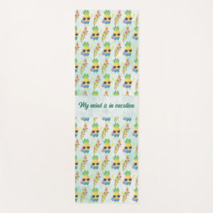 Tropical Cute Pineapple Pattern + Custom Text Yoga Mat