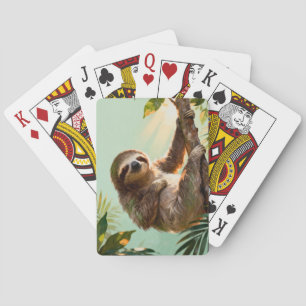 Tropical Cute Sloth Relaxing Jungle Animal Vibes Playing Cards