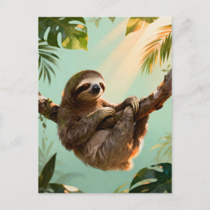 Tropical Cute Sloth Relaxing Jungle Animal Vibes Postcard