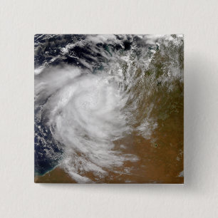 Tropical Cyclone Magda coming ashore in Austral 15 Cm Square Badge