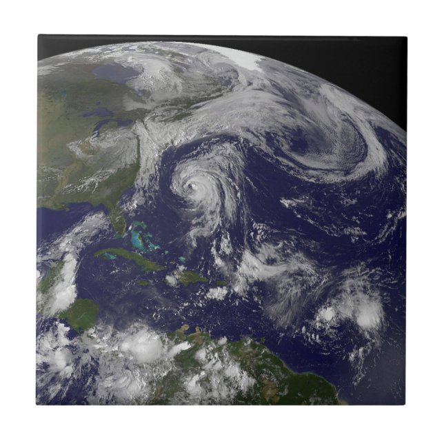 Tropical Cyclones Katia, Lee, Maria And Nate. Ceramic Tile (Front)