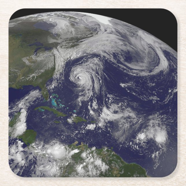 Tropical Cyclones Katia, Lee, Maria And Nate. Square Paper Coaster (Front)