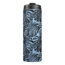 Tropical Dark Blue Monstera Jungle Leaves