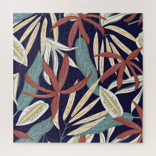 Tropical Dark: Creative Plant Print Jigsaw Puzzle