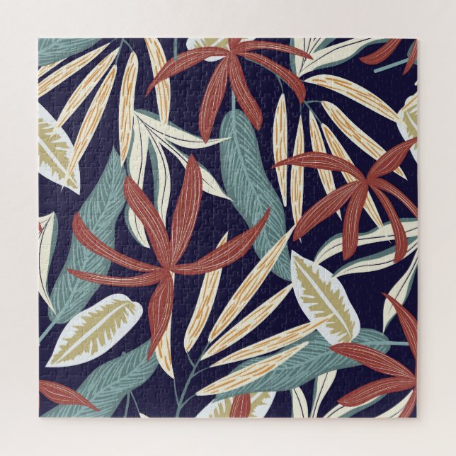 Tropical Dark: Creative Plant Print Jigsaw Puzzle (Vertical)