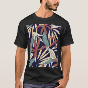 Tropical Dark: Creative Plant Print T-Shirt