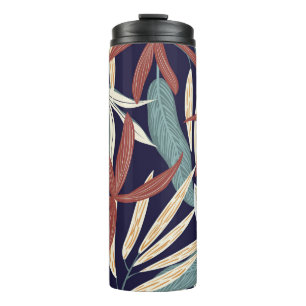 Tropical Dark: Creative Plant Print Thermal Tumbler
