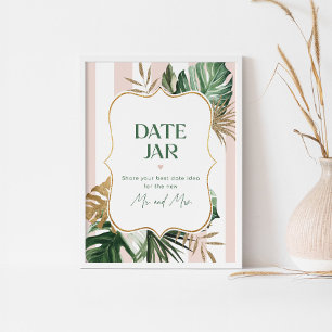 Tropical date night ideas. Pink stripe Date jar Poster