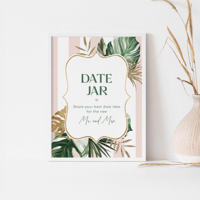Tropical date night ideas. Pink stripe Date jar  Poster (Creator Uploaded)
