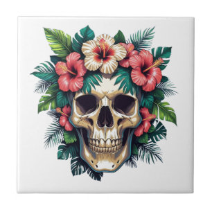 Tropical Decay: Bloom & Bone Ceramic Tile
