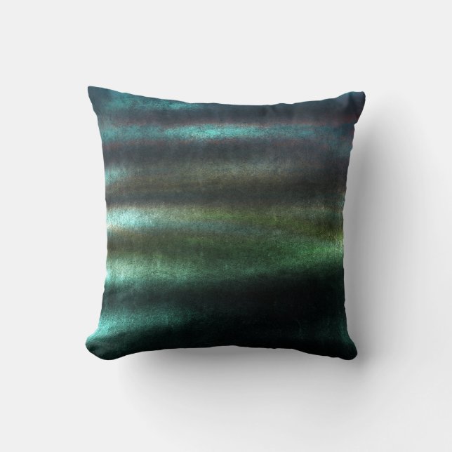 Tropical Deep Wood Green Stripes Lines Velvet Cushion (Front)
