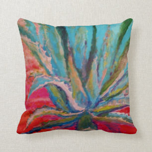 TROPICAL DESERT FUCHSIA & BLUE AGAVE ART PILLOWS