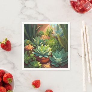 Tropical Desert Succulent Garden Napkin