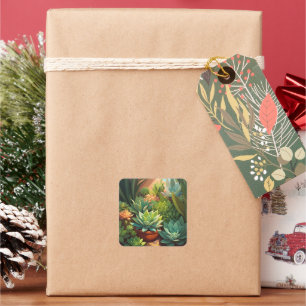 Tropical Desert Succulent Garden Square Sticker