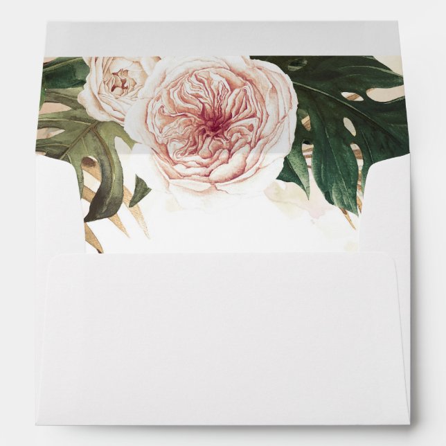 Tropical Desert Wedding Floral Watercolor Envelope (Back (Bottom))