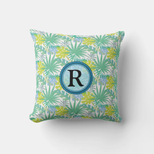 Tropical Design Monogram Throw Pillow