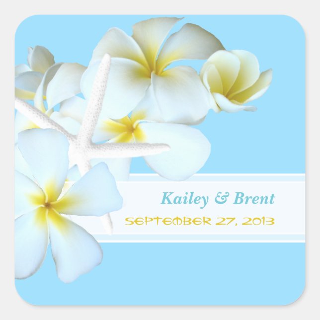 Tropical Design Personalised Square Favour Sticker (Front)
