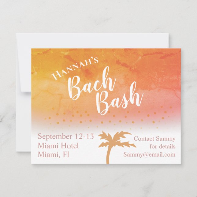 Tropical Destination Bachelorette Party Invitation (Front)