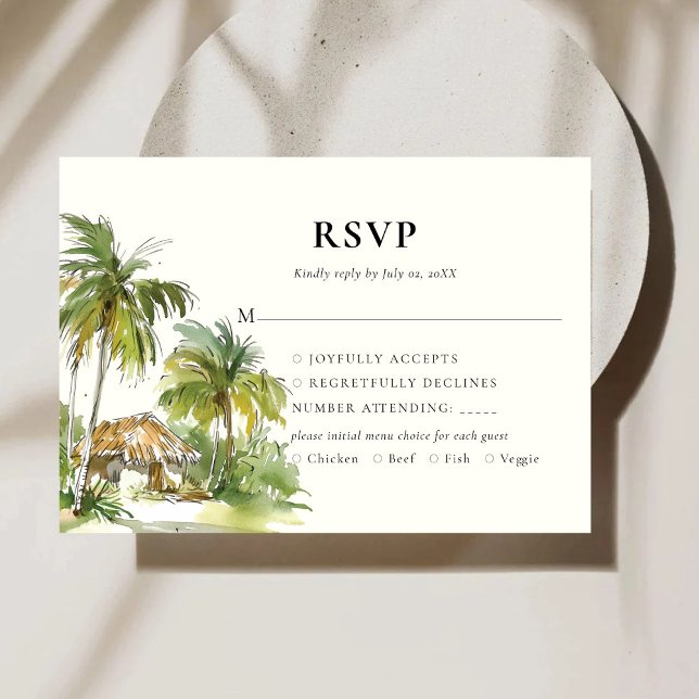 Tropical Destination Elegant RSVP Response Card (Creator Uploaded)