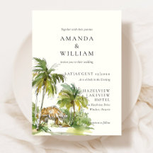 Tropical Destination Elegant Wedding Invitation