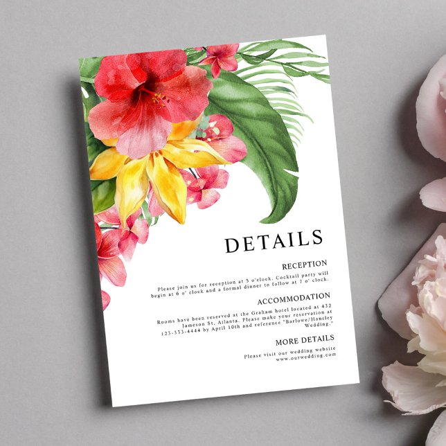 Tropical Destination Floral Wedding Enclosure Card (Tropical Destination Floral Wedding Enclosure Card)