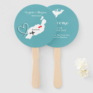 Tropical Destination Lanzarote Spain Beach Wedding Hand Fan