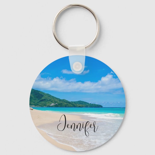 Tropical Destination Scenic Beach Photo Key Ring (Front)