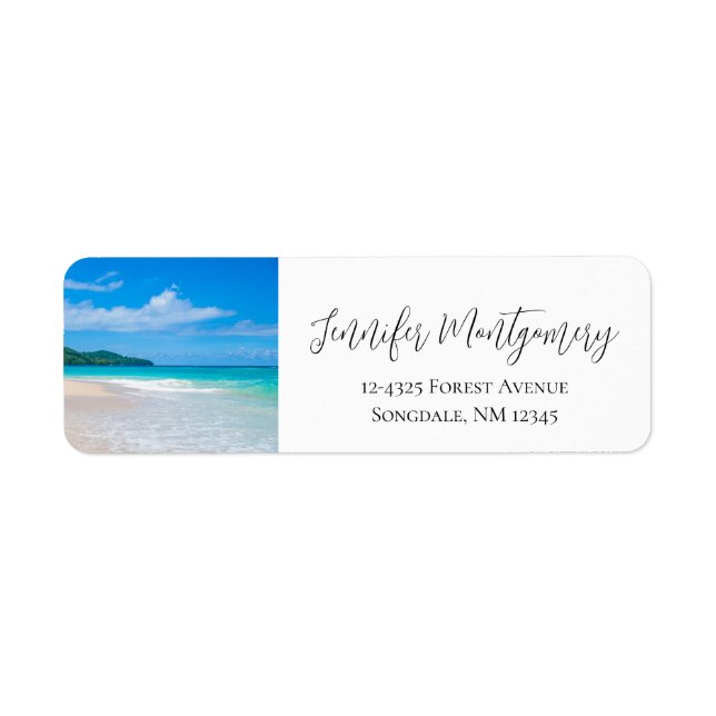 Tropical Destination Scenic Beach Photo Return Address Label (Front)