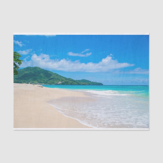Tropical Destination Scenic Beach Photo Tissue Paper (Front)