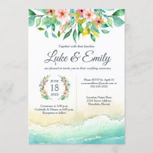 Tropical Destination Watercolour Wedding Invitation