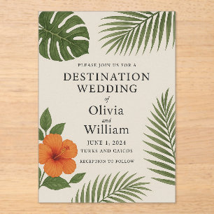 Tropical Destination Wedding Acrylic Invitations