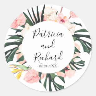 Tropical Destination Wedding Classic Round Sticker