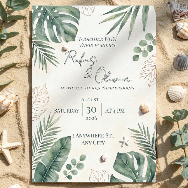 Tropical Destination Wedding Invitation | Palm Lea (Creator Uploaded)