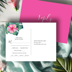Tropical Destination Wedding Meal Choice RSVP Postcard