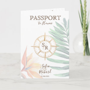 Tropical Destination Wedding Passport QR Code Invitation