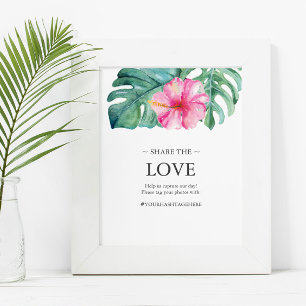 Tropical Destination Wedding Photo Hashtag Sign