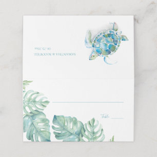 Tropical Destination Wedding Place Card Sea Turtle