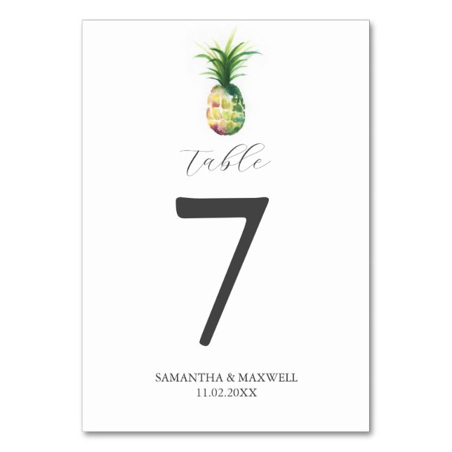 Tropical Destination Wedding Table Number (Front)