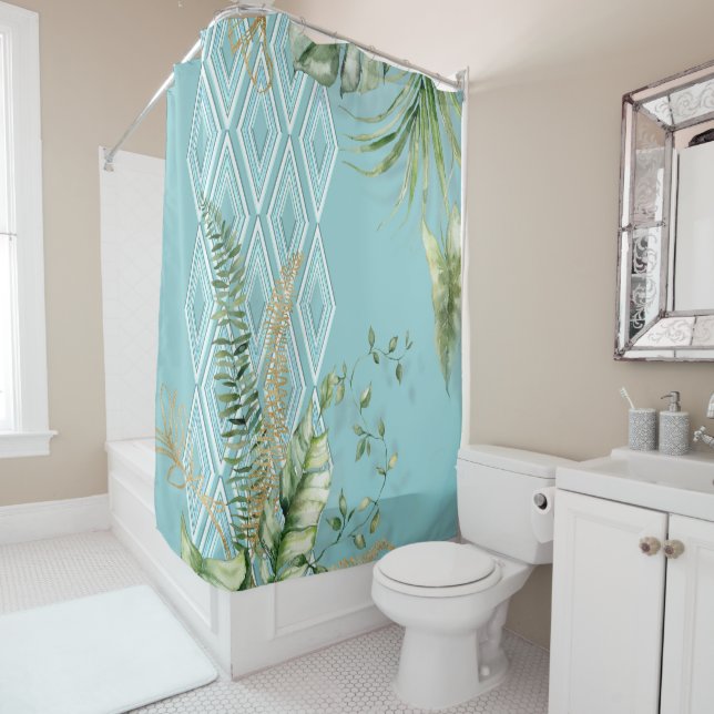 Tropical Diamonds Shower Curtain (In Situ)